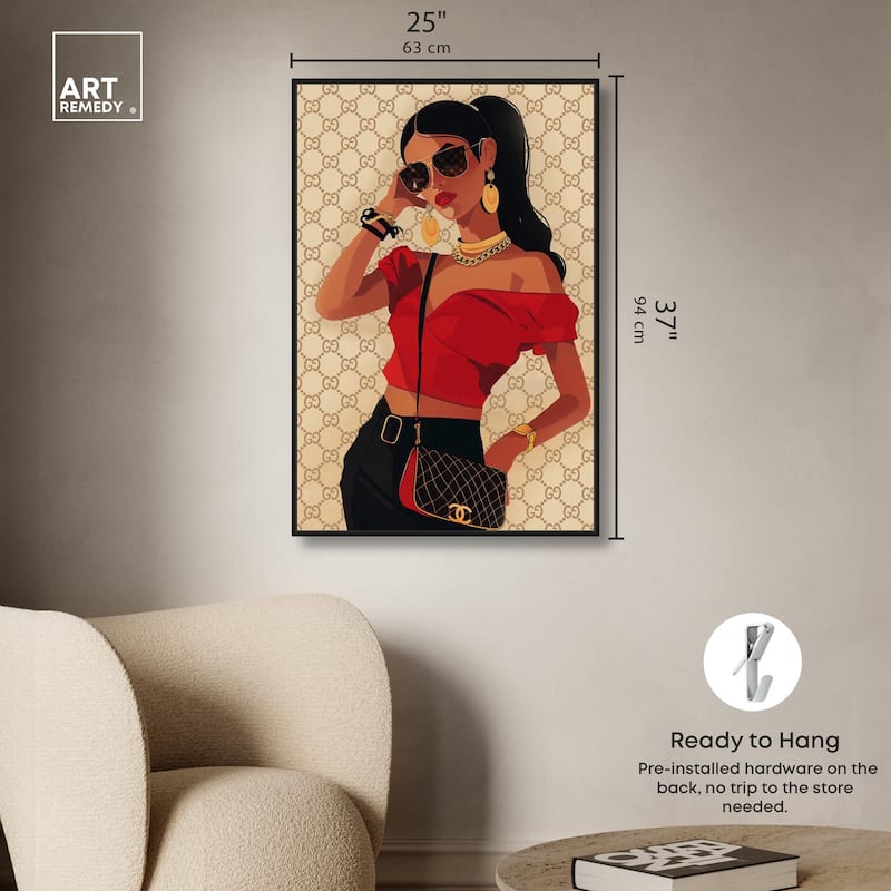 Her Stylish Red Look Canvas by Art Remedy