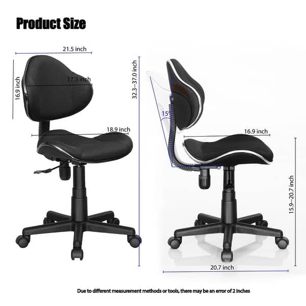 dimension image slide 11 of 19, JJS Ergonomic Mesh Office Chair Adjustable Lumbar Support Computer Desk Chair