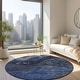 preview thumbnail 66 of 84, Machine Washable Indoor/ Outdoor Chantille Modern Abstract Rug Blue - 8' x 8'