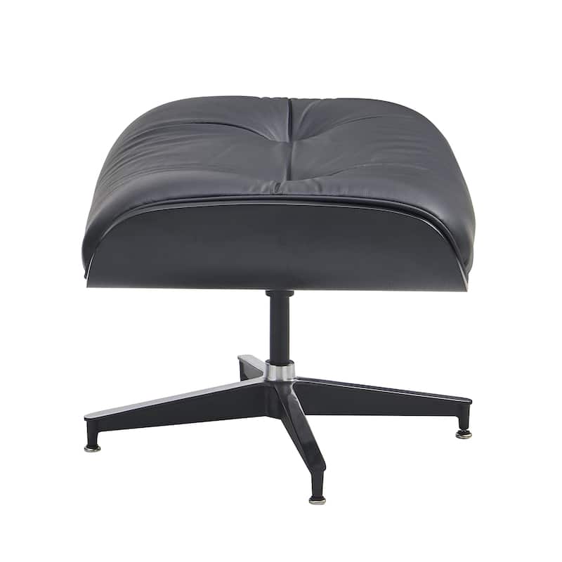 Mid-century Modern Lounger Real Leather Arm Chair and Ottoman Set