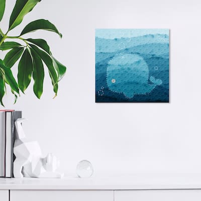 Wynwood Studio Canvas Animals Stitched Whale Blue and Light Blue Rustic Wall Art Canvas Print
