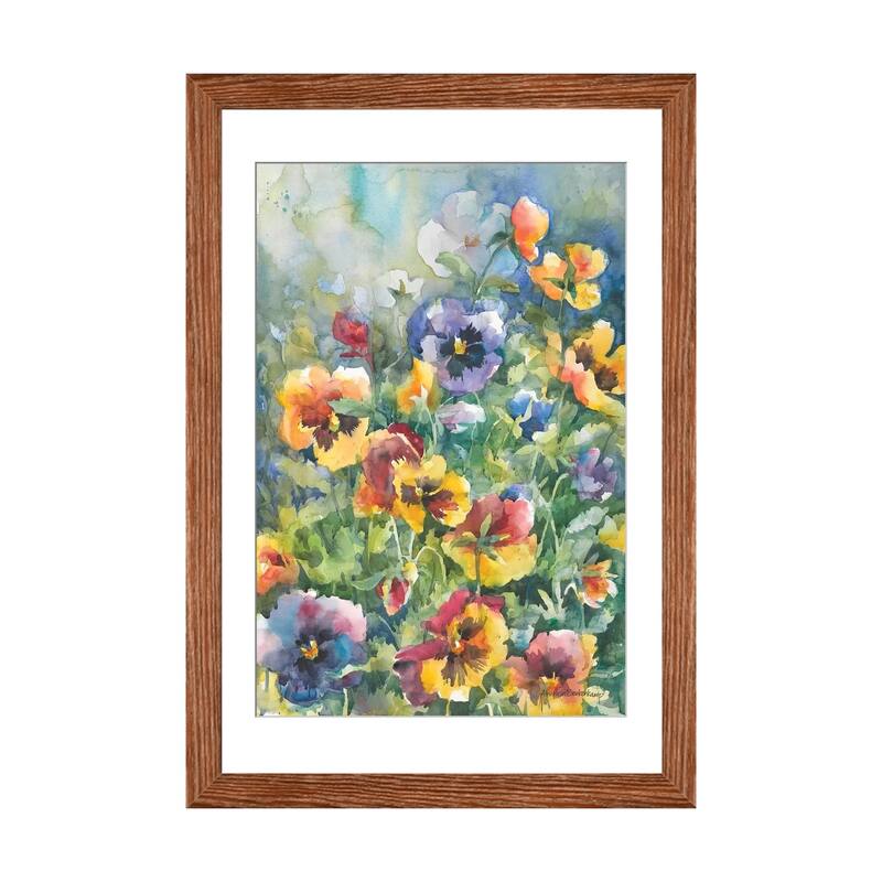 iCanvas "Picture Perfect Pansies" by Annelein Beukenkamp - Walnut - 32x24x1