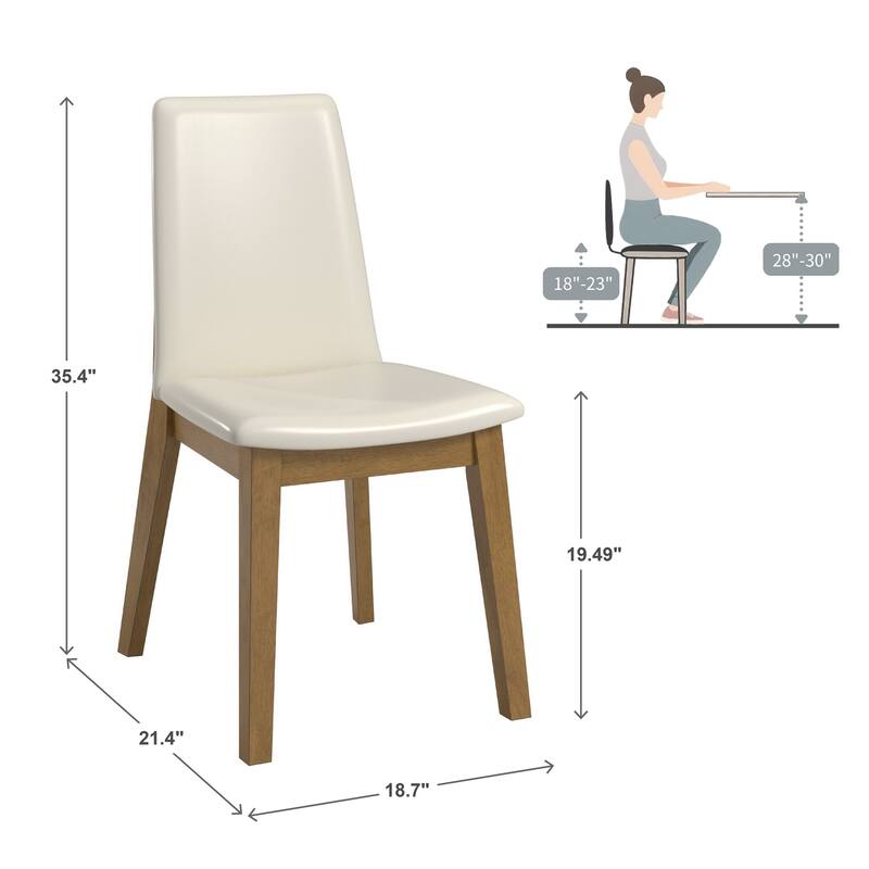 Harstad Wood Finish White Vegan Leather Dining Chair (Set of 2) by iNSPIRE Q Modern