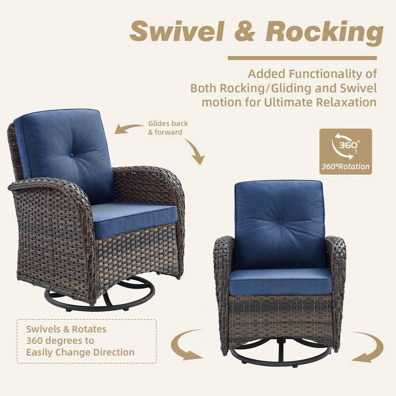 Pocassy Patio Swivel Rocker Chairs with Side Table
