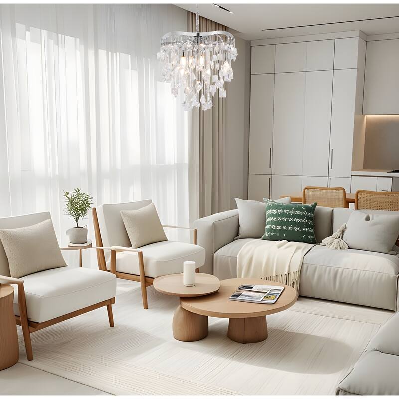 6-Light Crystal Cascade Statement Chandelier