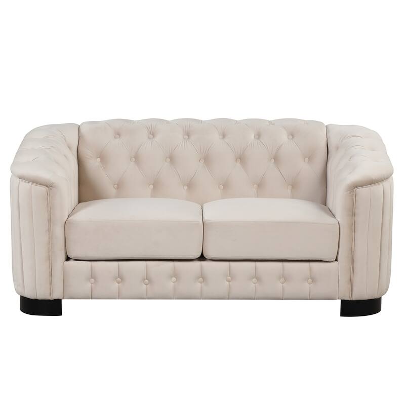 3 Pieces Modern elvet Upholstered Living Room Sofa Set Sectional