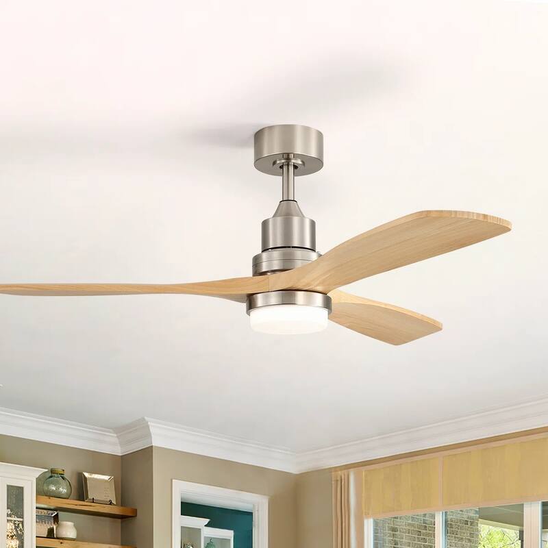 52 Inch Remote Ceiling Fans with Lights Modern Solid Wood Outdoor Ceiling Fan for Bedroom Living Room Indoor Farmhouse