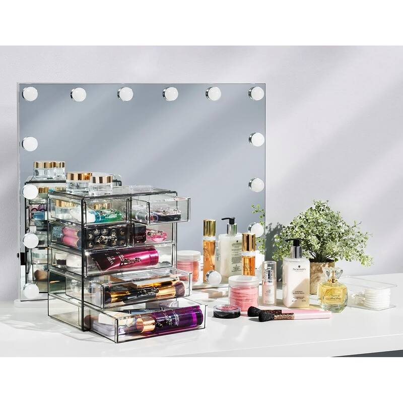 Sorbus Cosmetics and Jewelry Big Storage Case Display - Stylish Vanity, Bathroom Case (3 Large, 4 Small Drawers)