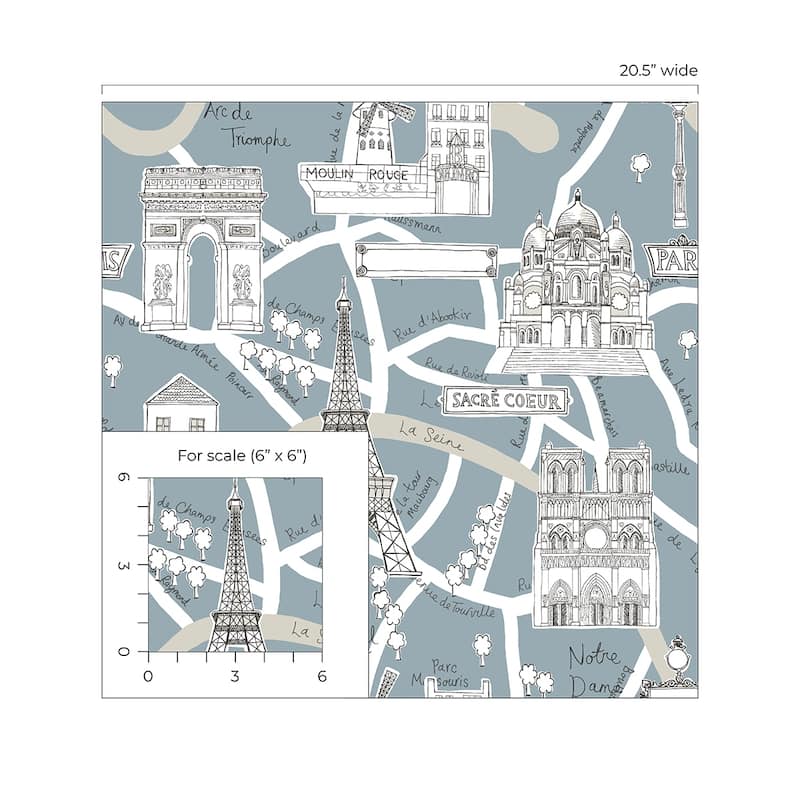 NextWall Paris Scene Peel and Stick Wallpaper