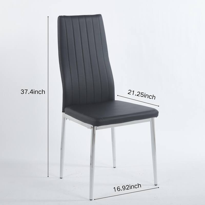 5 Pieces Dining Set, Table Metal Leg Mid-Century Dining Table for 4-6 People with Glass Table Top,Pedestal Dining Table