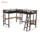 preview thumbnail 4 of 9, Twin Size L Shaped Loft Bed with 2 Desk, Heavy-Duty Steel Bed Frame with Safety Guardrails & 2 Ladders for Kids Teens Girls Boys