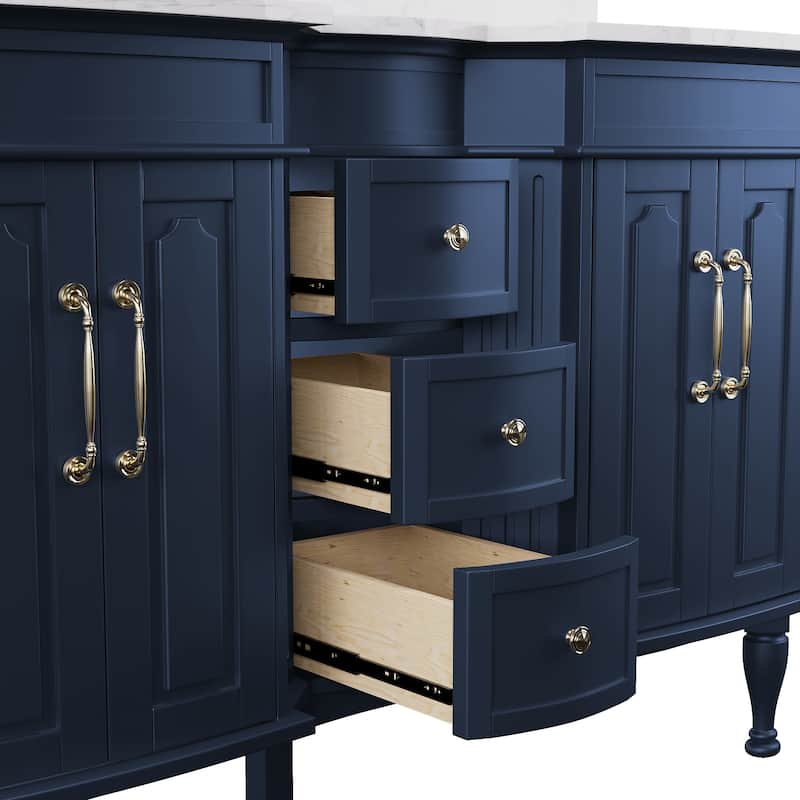 54-Inch European Style Solid Wood Bathroom Vanity with Sink – Elegant Detailing