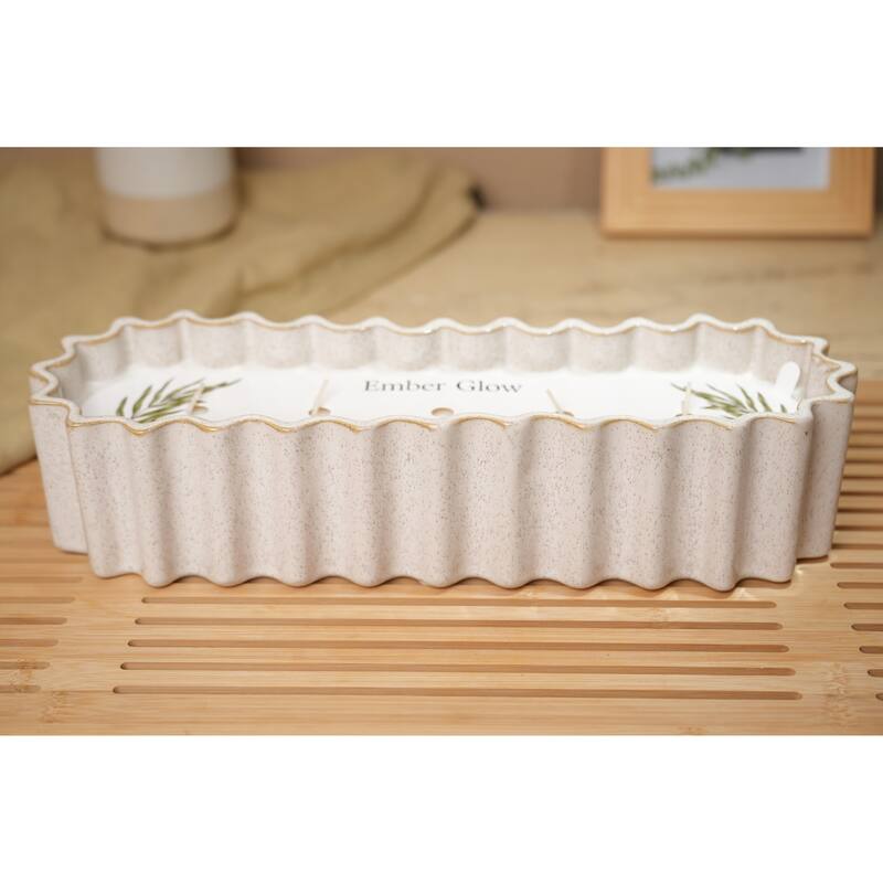 14.13in Ribbed Ceramic Ledge Candle - 31.5oz Santal