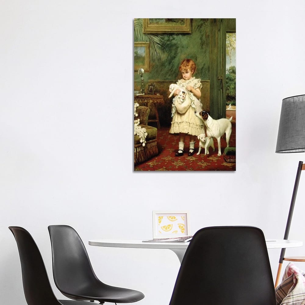 iCanvas "Girl with Dogs, 1893 " by Charles Burton Barber Canvas Print