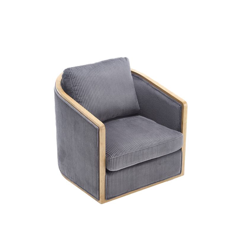 Accent Chair Sofa Chair with High-Density Foam and Curved Back, Degree Swivel Barrel Club Chair Lounge Chair