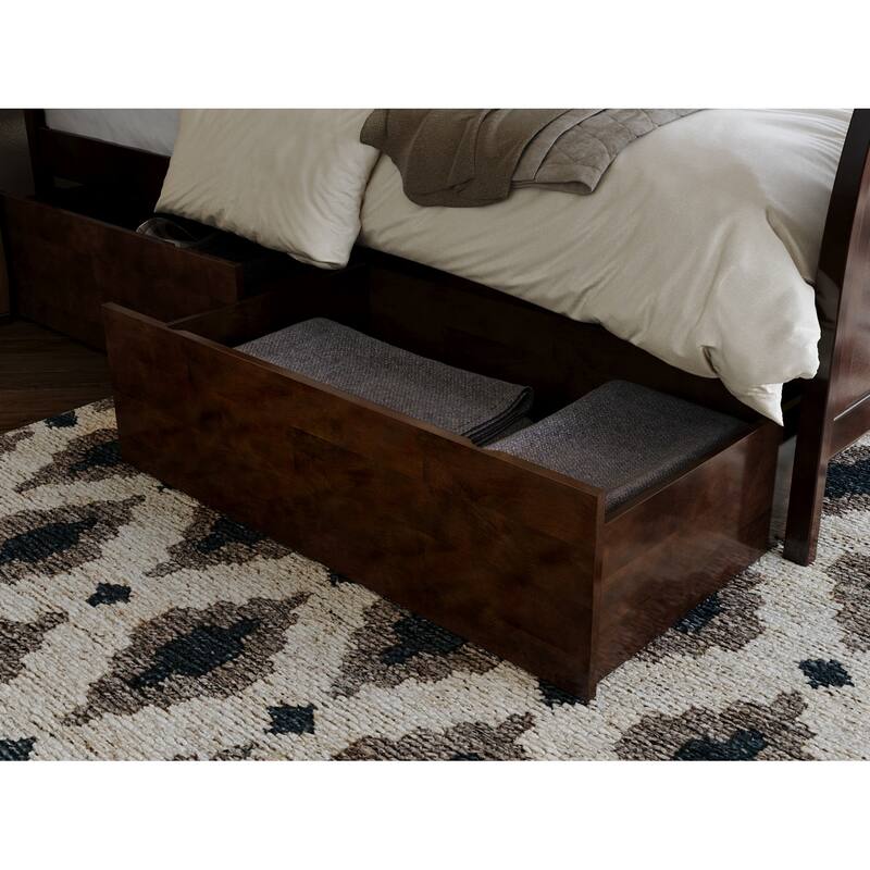 AFI Portland Solid Wood Platform Bed with Matching Footboard and Storage Drawers