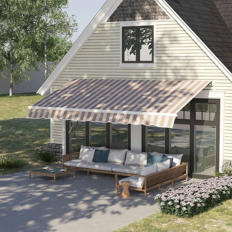 12' x 8' Patio Awning, Canopy Retractable Sun Shade Shelter