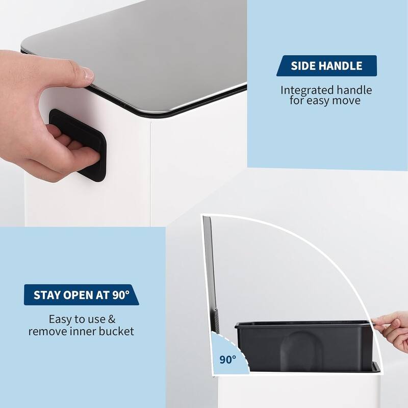 4-Gallon/ 15L Stainless Steel Step Trash Can with Soft Close Lid and Removable Bucket Black