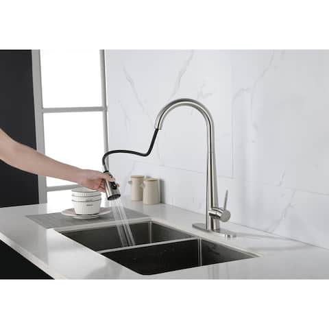 Kitchen Faucet Brushed Nickel,Kitchen Sink Faucet W/ Deck Plate
