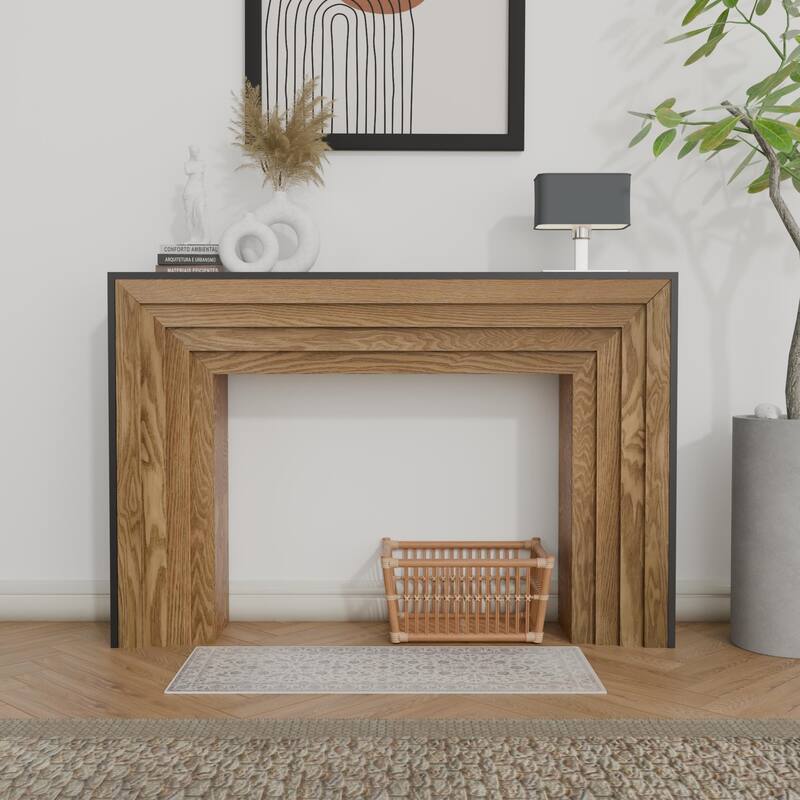 47" Rustic Modern Design Wood Console Table for Living Room - Black