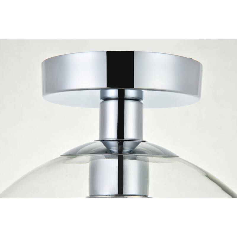 1-light Flush-mount Ceiling Fixture w/ 10-in. Spherical Clear Glass Shade