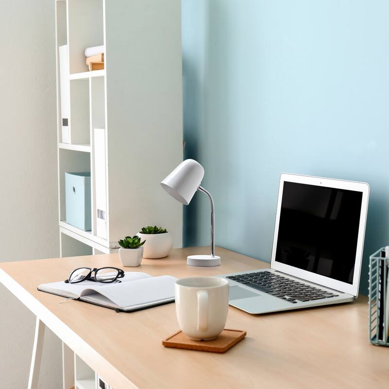 Gooseneck Desk Lamp with Adjustment Shade - 15.25" - Off White