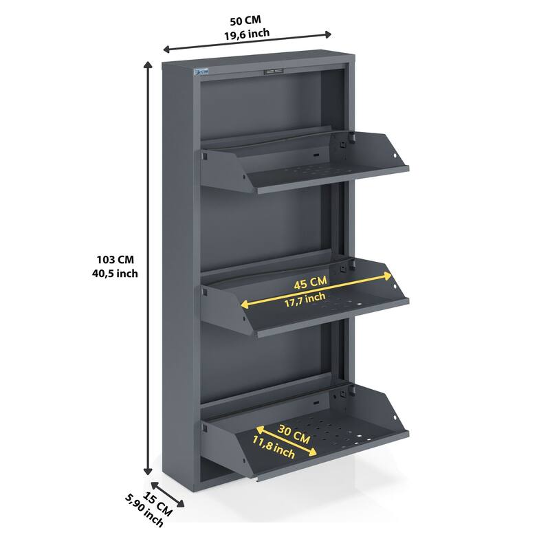 Antibacterial 3 Tier metal shoe cabinet front holes