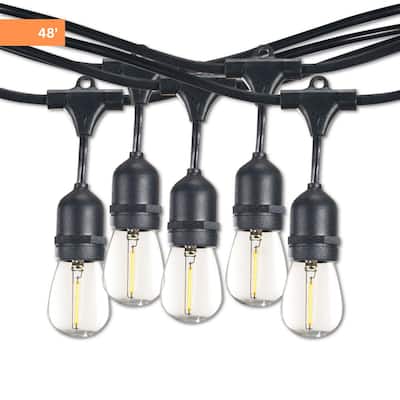 Bulbrite 48-foot Indoor/Outdoor String Light Kit with Clear Shatter Resistant Vintage Style S14 LED Light Bulbs
