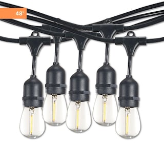 Bulbrite 48-foot Indoor/Outdoor String Light Kit with Clear Shatter Resistant Vintage Style S14 LED Light Bulbs