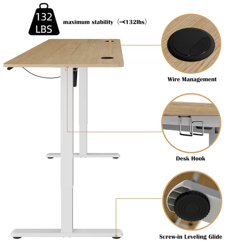Futzca Height Adjustable Electric Standing Desk, Computer Office Desk
