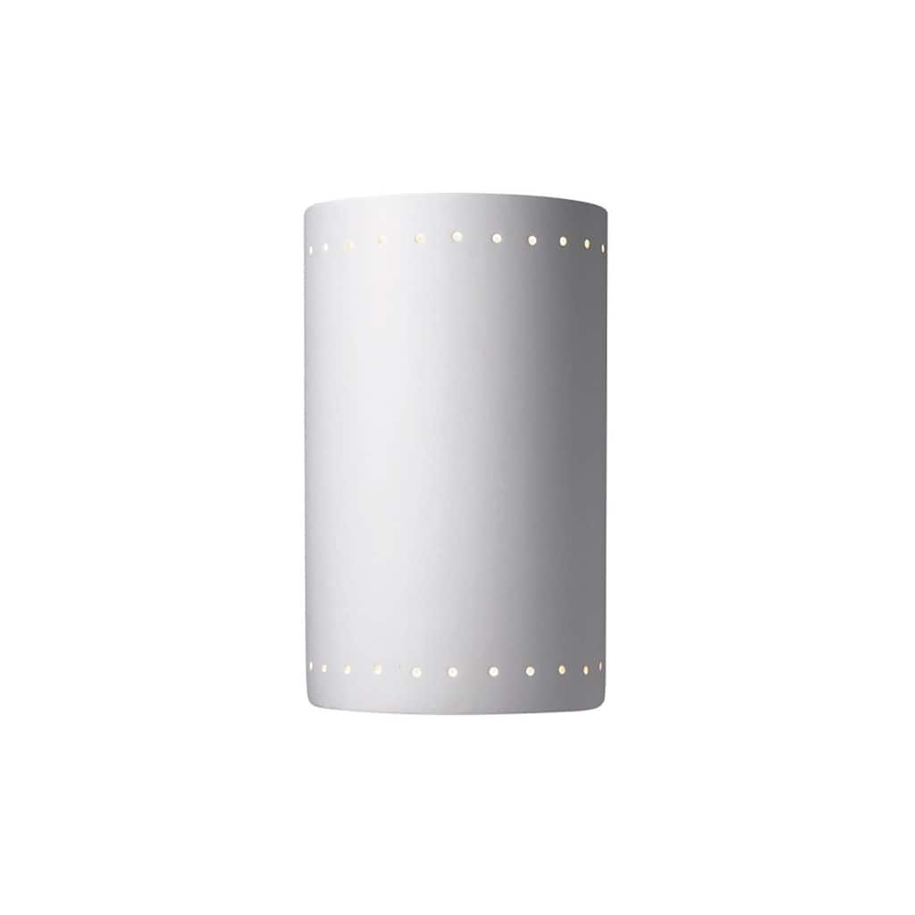 Justice Design Ambiance - Large ADA Cylinder w/ Perfs - Open Top & Bottom Wall Sconce - Replaceable Bulb