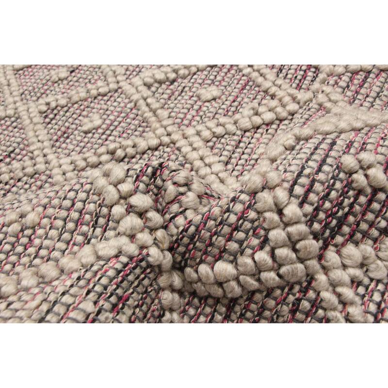 ECARPETGALLERY Braid weave Sienna Pink Wool Rug - 5'1 x 8'0