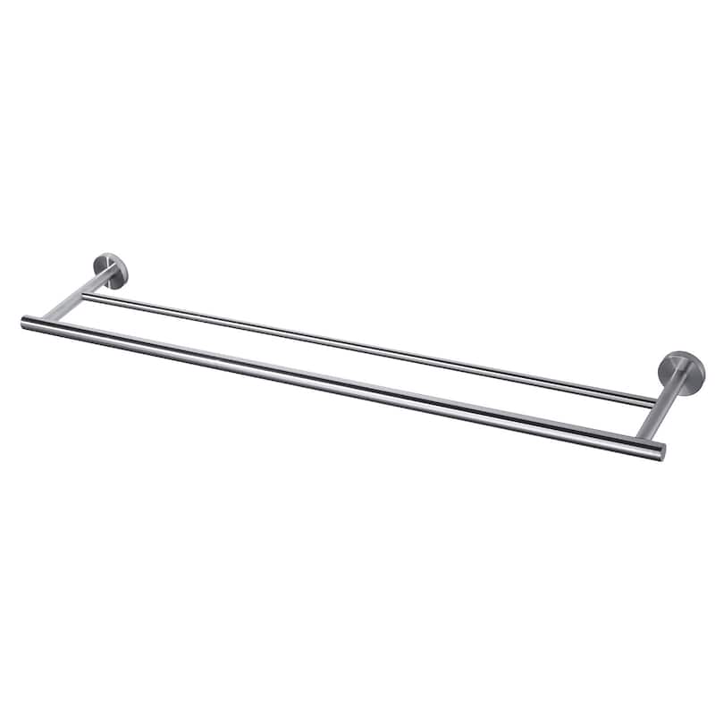 WOWOW Wall Mounted Stainless Steel Double Towel Bar - 24-inch - Brushed Nickel