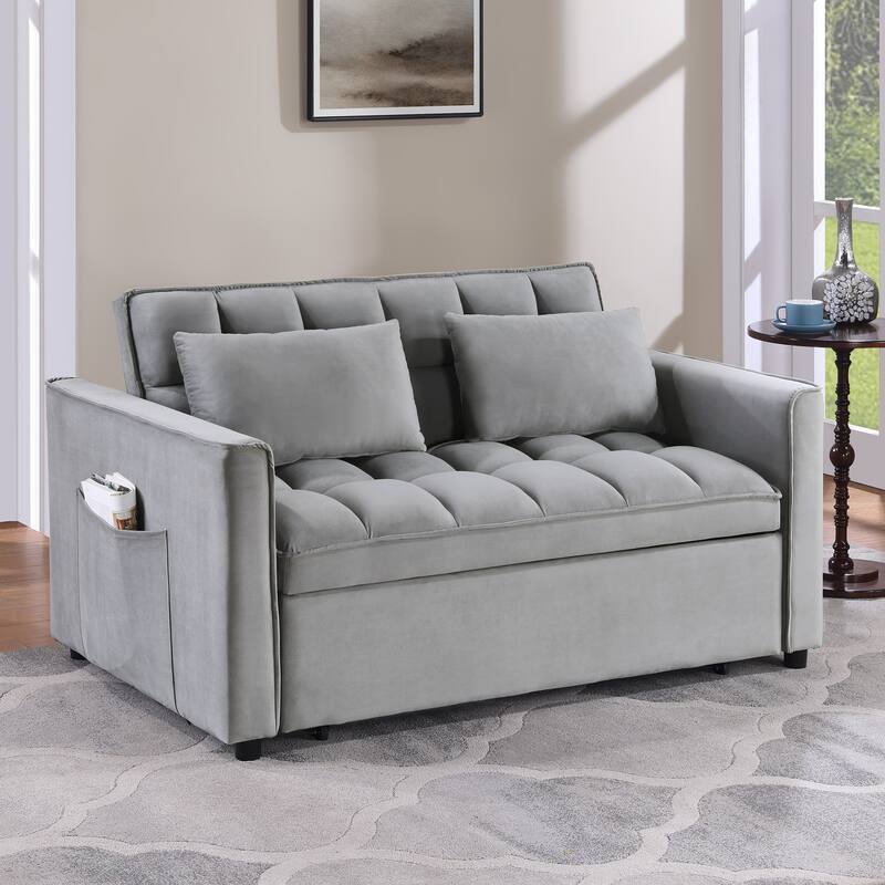 Modern 68" Length Tufted Convertible Loveseat Sleeper Sofa Bed - 68"L x 55"W x 20"H