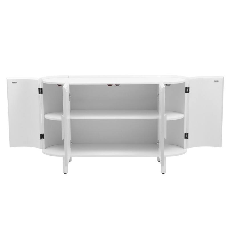 Light Luxury Sideboard with Adjustable Shelves, Curved Design Storage Buffet Cabinet for Living Room/Kitchen/Entryway/Hallway