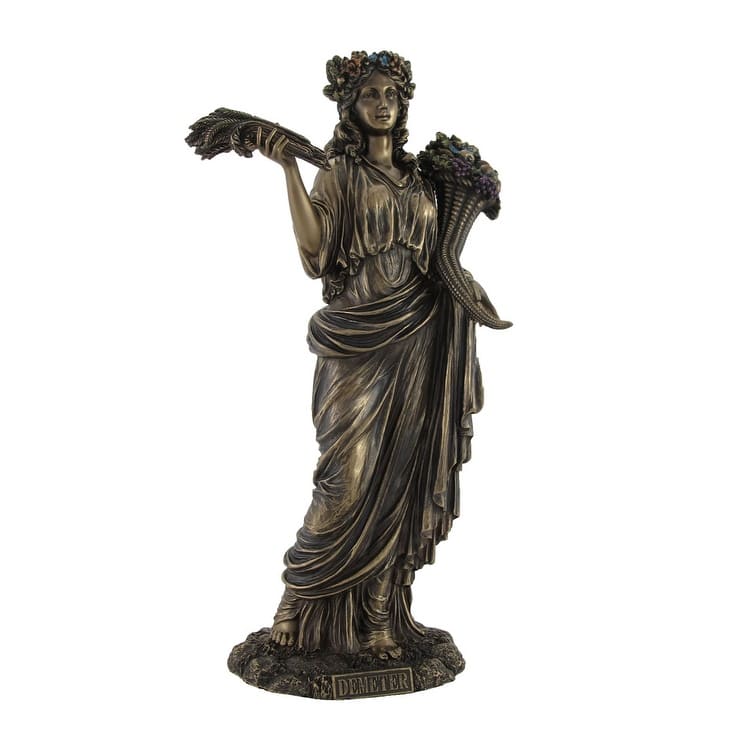 Greek Goddess Of Harvest Demeter Bronzed Statue - 12 X 7 X 6 inches