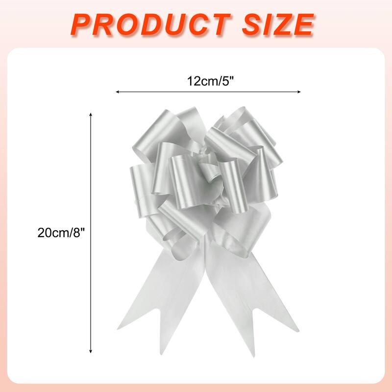 10pcs Large Pull Bow Big Gift Wrapping Bows Ribbon for Christmas Bow - Silver - 5 Inch