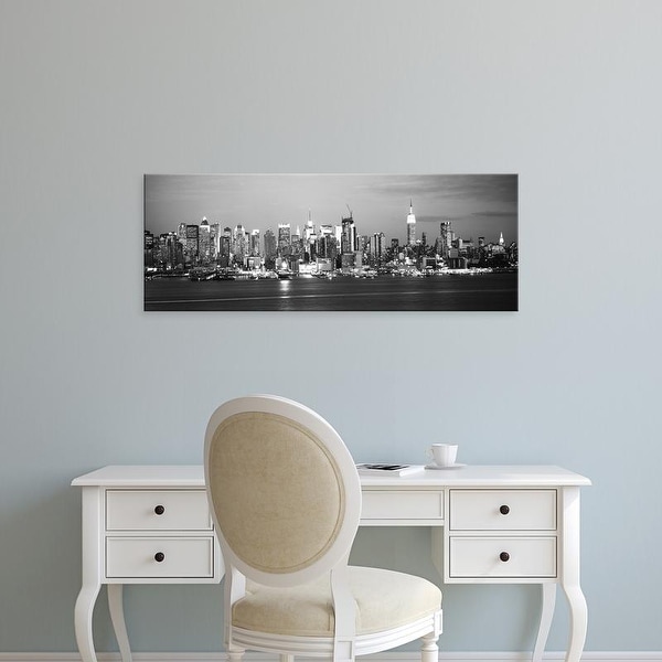 Easy Art Prints Panoramic Image 'Skyscrapers lit up at night in city, Manhattan, New York City, New York' Canvas Art