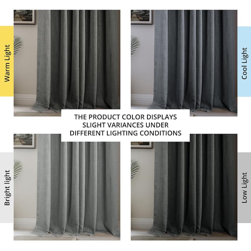 Exclusive Fabrics French Pleated Textured Faux Linen Room Darkening Curtains for Bedroom & Living Room Curtains Single Panel