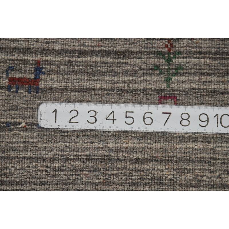 Hand Knotted Oriental 100% Wool Carpet Tribal Tribal Greys & Charcoal Gabbeh Area Rug - 7' 8'' X 5' 0''