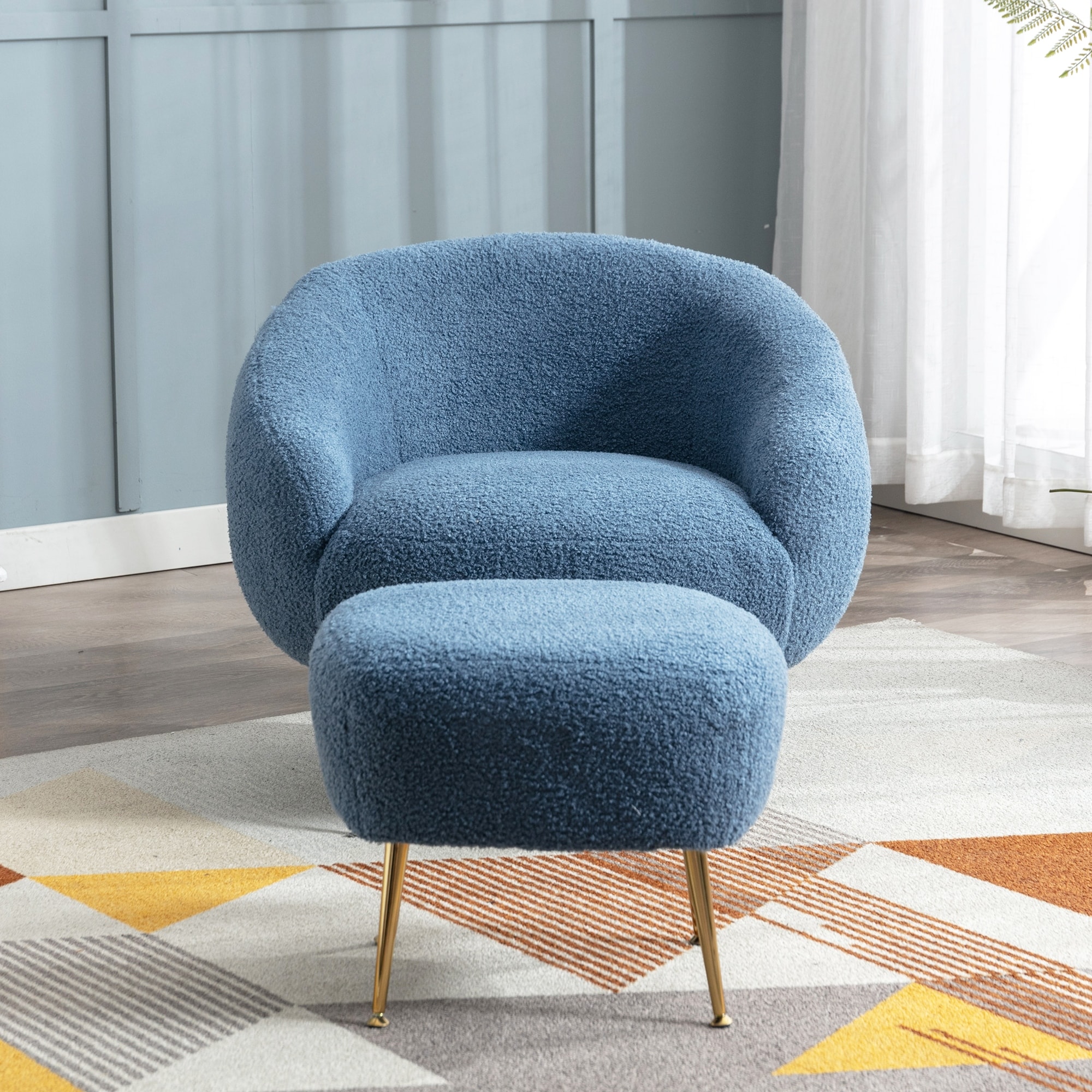 Velvet armchair hotsell with ottoman