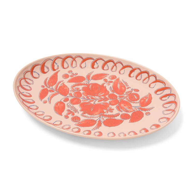 Caravan Amalfi Oval Serving Tray - 15.7" x 11" - 15.7" x 11" - Pink