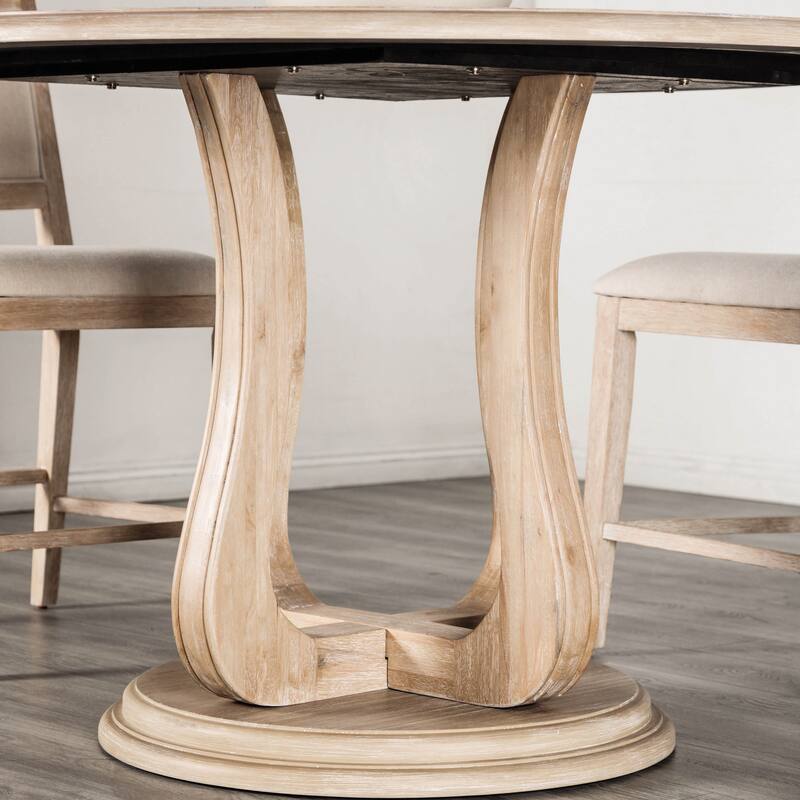 Furniture of America Eira 5-Piece Distressed Natural Wood Counter Height Dining Table Set