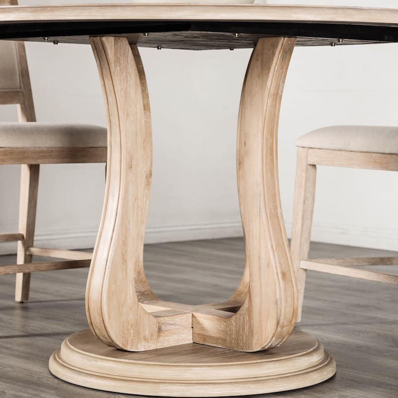 Furniture of America Eira Distressed Natural 54-inch Wood Round Pedestal Counter Height Dining Table