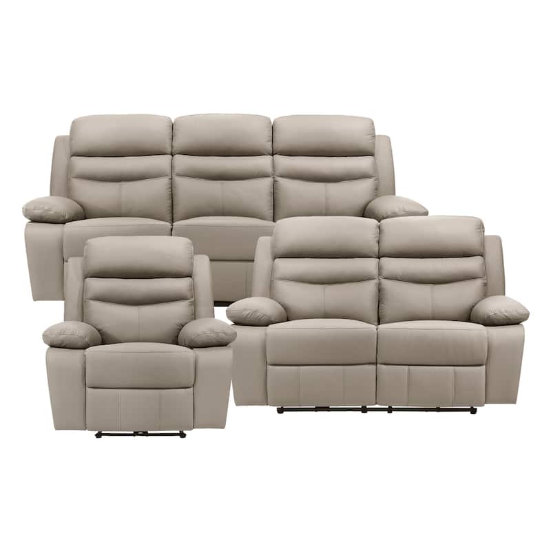 Peperomia 3-Piece Leather Match Power Reclining Sofa Set - Latte
