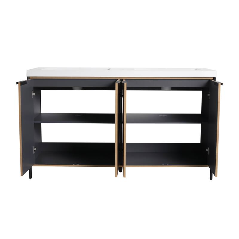 Beingnext 24"/30"/36"/48"/60" Bathroom Vanity with Sink, Freestanding Bathroom Vanity with Soft Close Door and Shelf