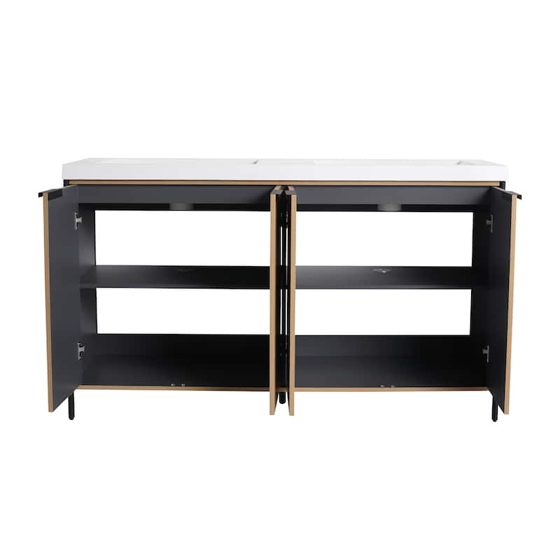 Freestanding Bathroom Vanity with Double Resin Sink