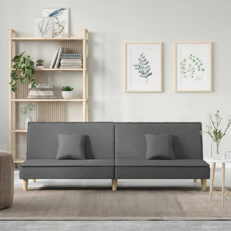 vidaXL Sofa Bed Modern Loveseat Sleeper Sofa Guest Bed with Pillows Fabric - 78.7" x 35" x 27.6" - Dark gray