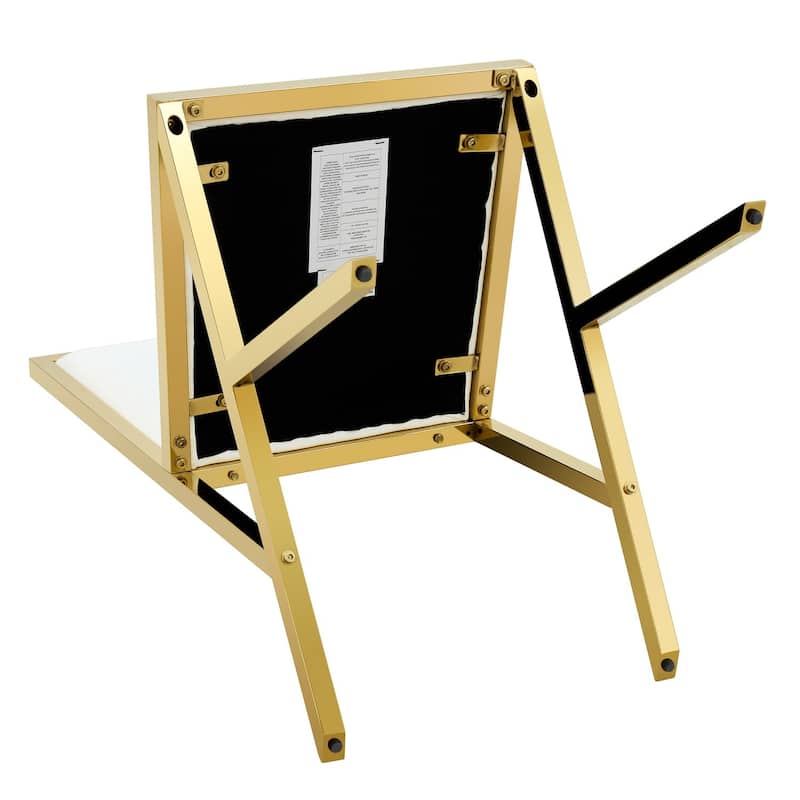 17.3" Black PU Dining Chairs with Gold Metal Legs, Set of 4