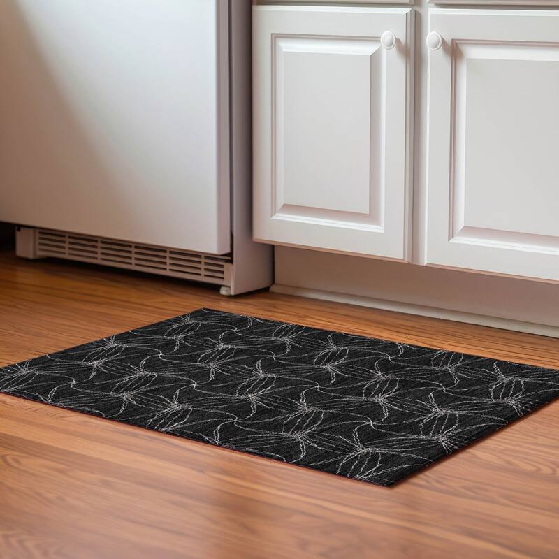 Premium Washable Super Soft Modern Symphony Mayfield Rug - Black - 1'8" x 2'6"